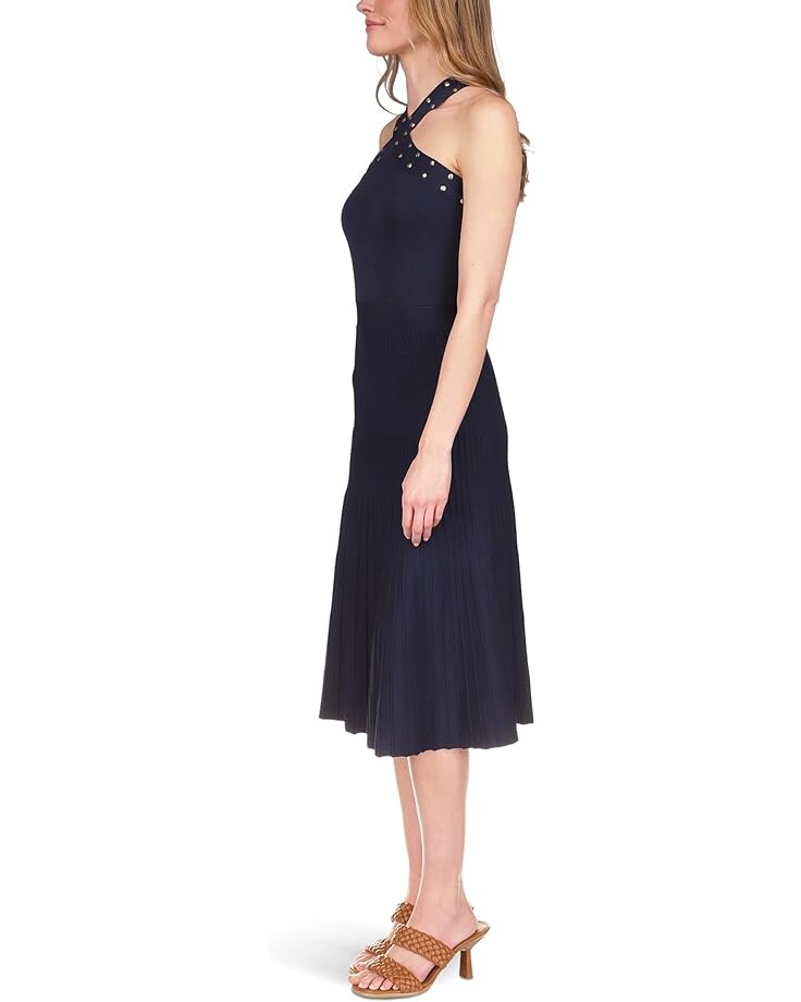 Платье Michael Kors Halter Dress w/ Studs Trim, цвет Midnight Blue